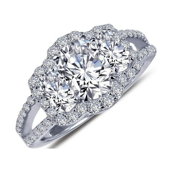Lafonn Classic Sterling Silver Platinum Plated Lassire Simulated Diamond Ring (2.19 CTTW)