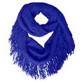 thumbnail image 1 of Peach Couture Warm and Soft Fashionable Checkered Fringe Infinity Loop Scarf (Blue), 1 of 1