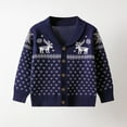 thumbnail image 3 of GYRATEDREAM Baby Boys Girls Christmas Reindeer Knit Sweater Cardigan Infant Toddlers Cotton Crewneck Pullover Sweater Long Sleeve Tops Coat Fall Winter Clothes for 6Y Blue, 3 of 7