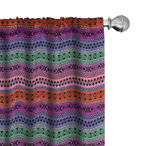 Ambesonne East Curtains, Geometric Colorful, Pair of 28"x95", Multicolor