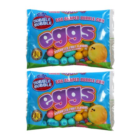 IOS Easter Sweet Treats Assorted Egg Shaped Bubble Gumballs Fruit Flavor For Egg Stuffers, Egg hunting, Party Favors, Pinatas, Prizes, Care Packages, and Gift Packs (2packs/set)