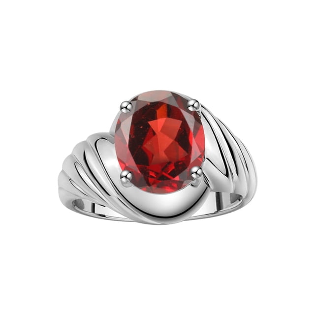 RYLOS Bague Solitaire Classique en Grenat - Pierre de Naissance Janvier