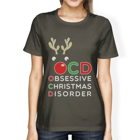 Rudolph OCD Womens Cool Grey Trendy Tee Christmas Gift