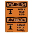 thumbnail image 1 of SignMission OS-WS-D-35-L-12898 OSHA Warning Sign - Watch Your Head with Symbol Bilingual, 1 of 1