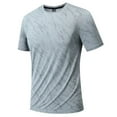 thumbnail image 3 of Vibrex Men's Crew Neck Printed Short Sleeve Athletic Quick-Dry T-Shirt - Moisture-Wicking Fabric, Casual & Sports Wear for Summer, Gym, Running, Outdoor Activities,Gray_XL, 3 of 4