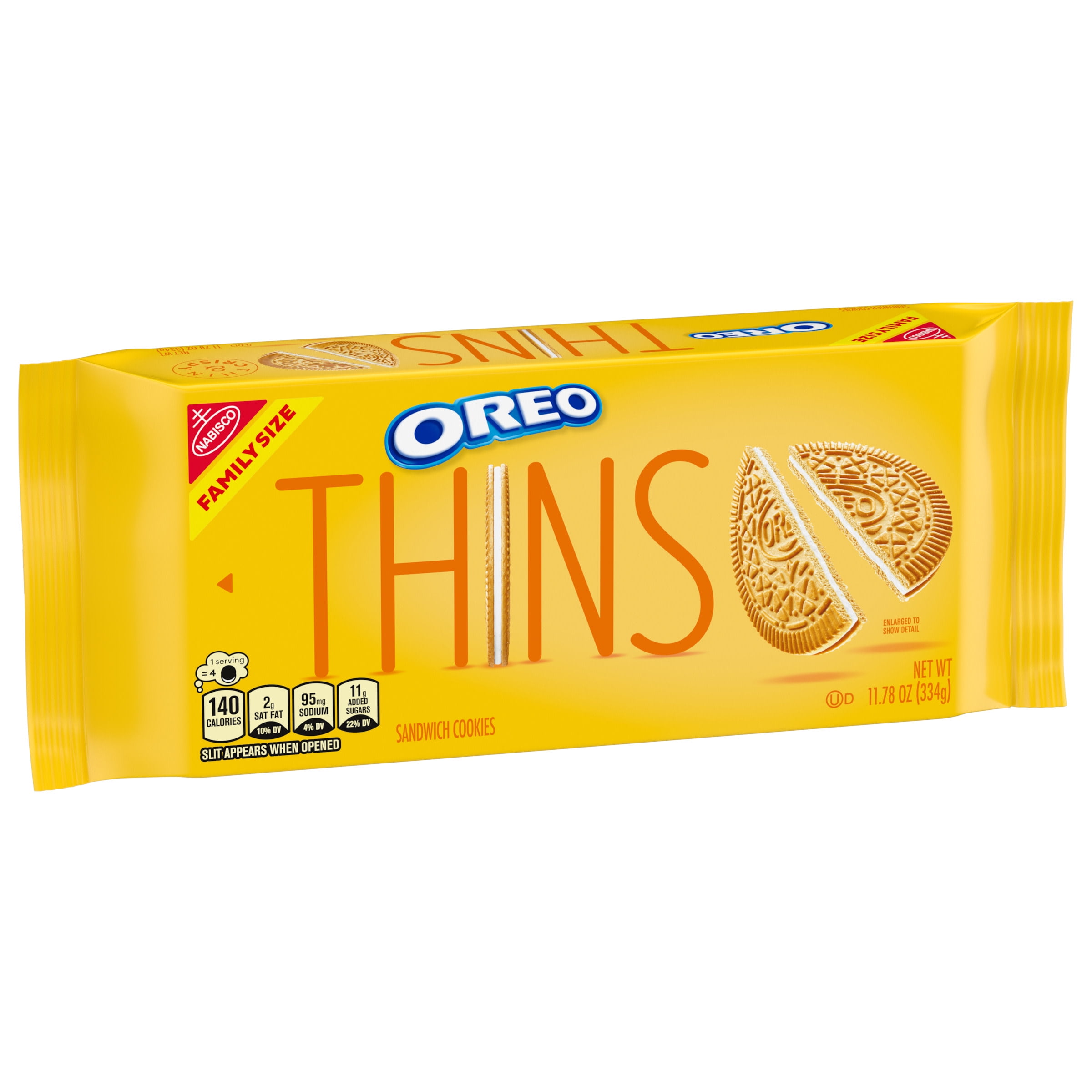OREO Thins Golden Sandwich Cookies, Family Size, 11.78 oz (Pack of 6)