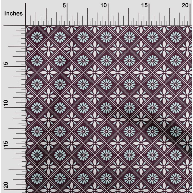 oneOone Velvet Wine Fabric Floral & Tiles Moroccan Craft Projects Decor Fabric Printed By The Meter 58 Inch Wide