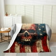 thumbnail image 2 of Gothic Skull Flannel Blanket,Vintage American Flag Stars Stripes Graffiti Fuzzy Blanket All Season Bed Blanket,Mystic Skeleton Rustic Brown Wooden Plank Plush Blanket,Throw 50 x 60 Inches, 2 of 6