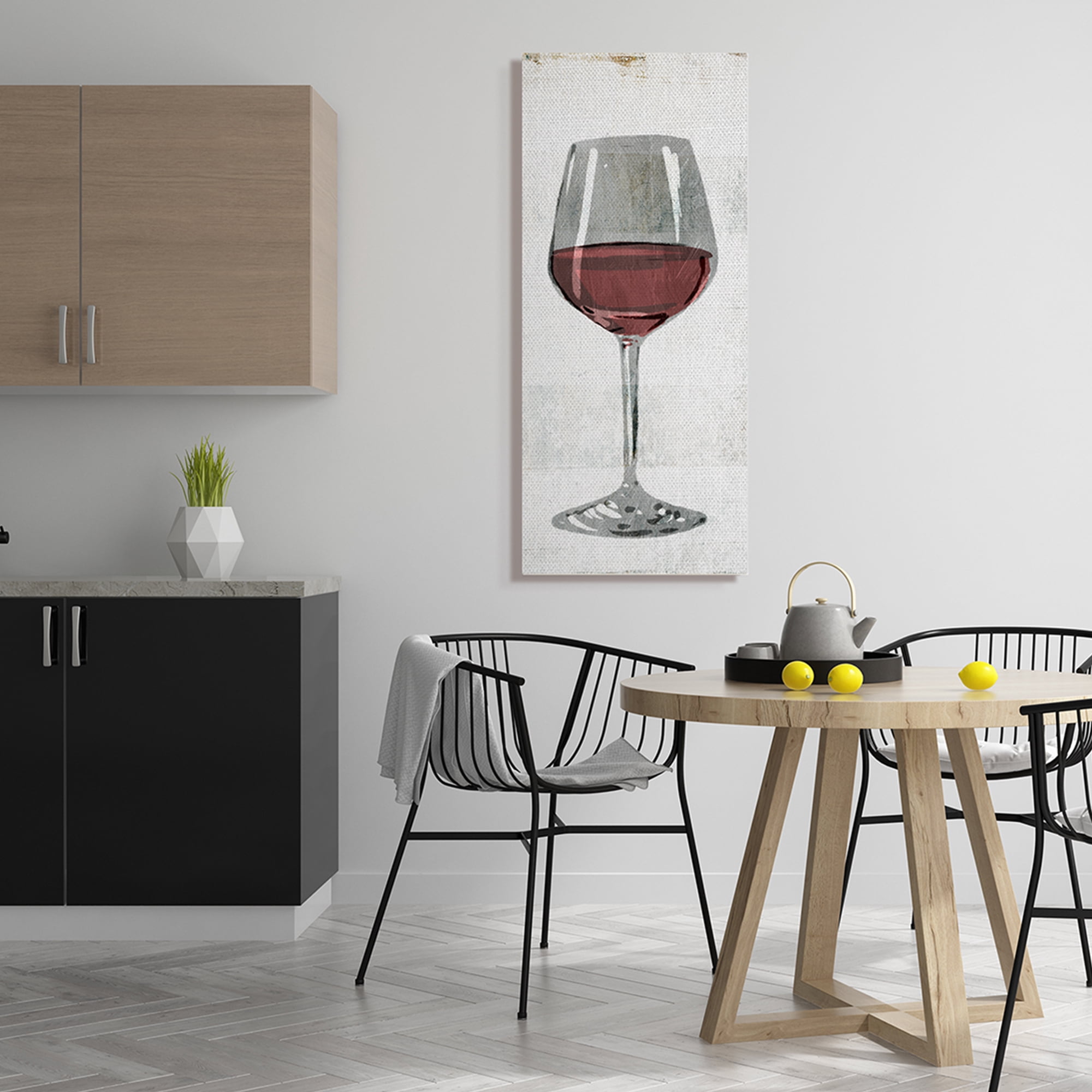 Stupell Industries Rustic Kitchen Red Wine Glass Distressed Stripes Canvas Wall Art by Milli Villa