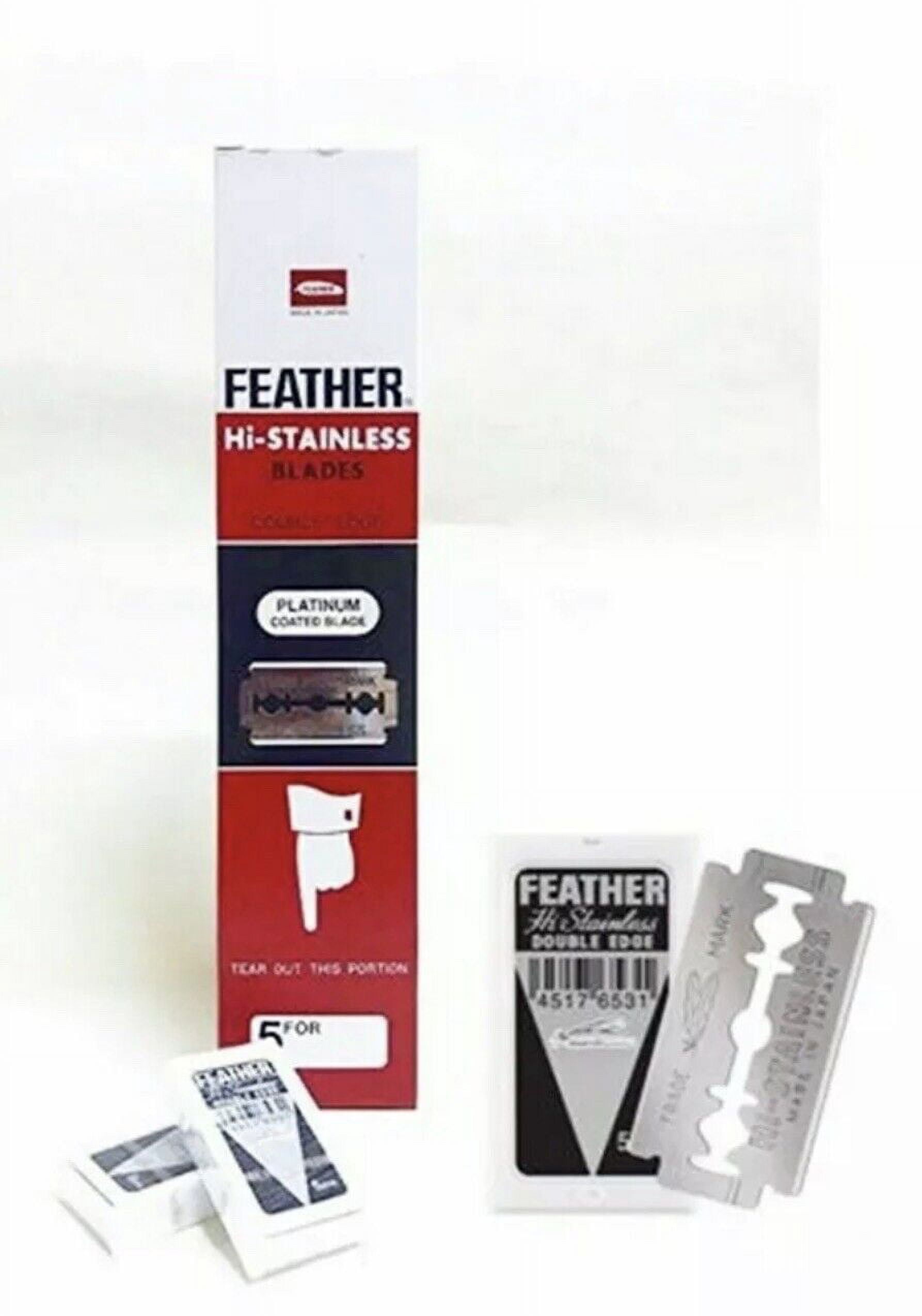 FEATHER HI-STAINLESS 100 Ct Platinum Coated Double Edge Razor