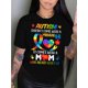 thumbnail image 1 of Awareness Graphic T-Shirt, 100% Cotton Crew Neck Tee, Casual Knit Fabric Top, Regular Length, with Inspirational Message and Puzzle Design, for All Seasons, 1 of 7
