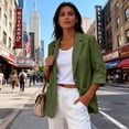 thumbnail image 4 of Long Sleeve Linen Blazer Womens Casual Spring Summer Fall Lightweight Jackets Army Green M, 4 of 6