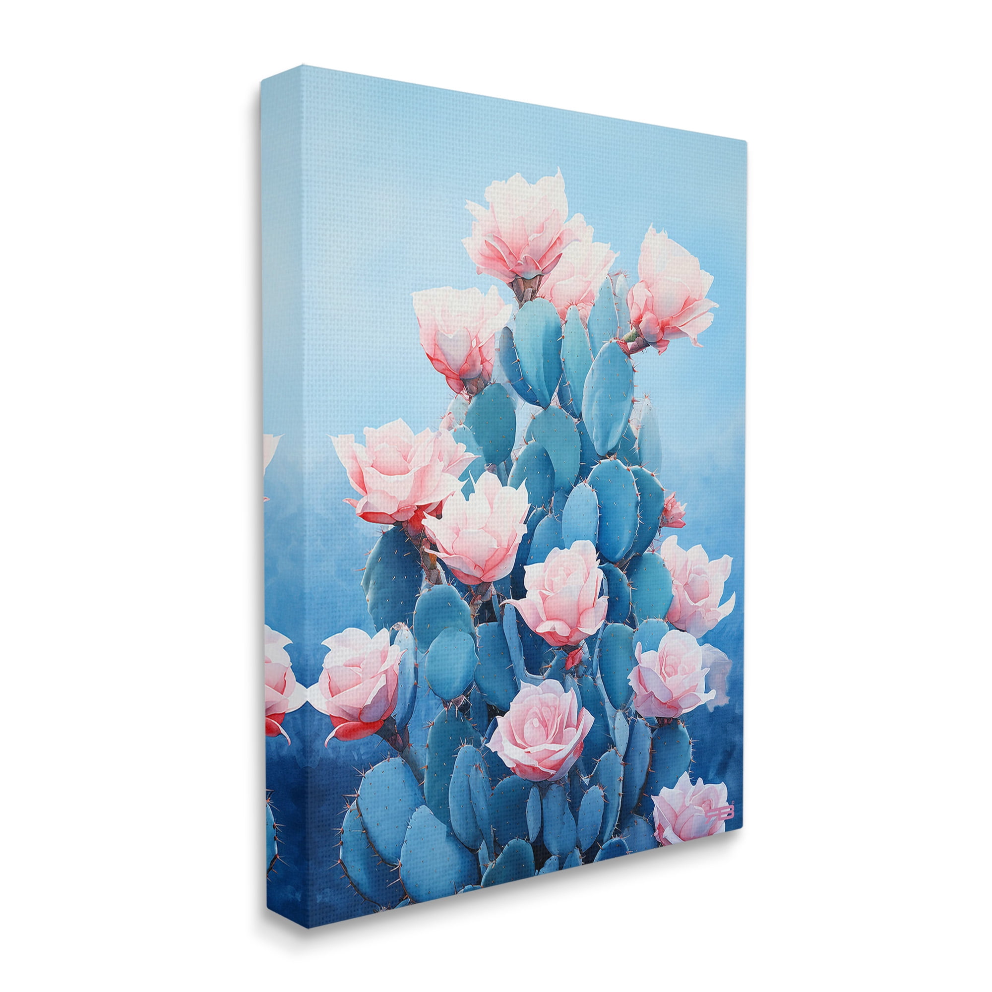Stupell Industries Cactus & Rose Blossoms Botanical & Floral Painting Gallery Wrapped Canvas Art Print Wall Art, 30 x 40