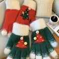thumbnail image 4 of harmtty Festive Wear Gloves Knitted Christmas Tree Pattern Gloves for Men Women Fuzzy Winter Gloves Cozy Festive Wear for Adults Kids Stylish Holiday Season, 4 of 6