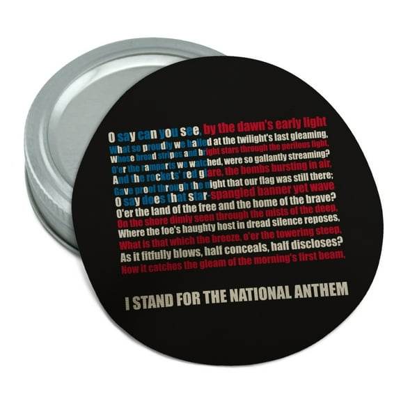 I Stand USA National Anthem Star-Spangled Banner American Flag Patriotic Round Rubber Non-Slip Jar Gripper Lid Opener