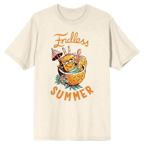 SpongeBob SquarePants Endless Summer Pineapple Spa Men's Natural Short Sleeve Tee-XL
