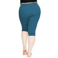 thumbnail image 3 of Stretch Is Comfort Women's Cotton Knee Length Leggings Teal 3X, 3 of 6