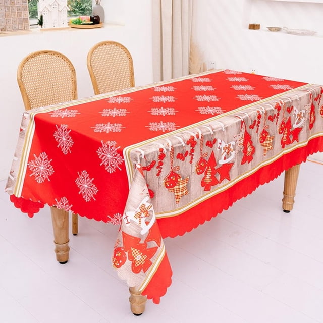 Greyghost Christmas Rectangle Tablecloth, Tabletop Cloth Decorative Fabric Kitchen Table Cover for Outdoor and Indoor, Wrinkle Resistant Washable Backdrop Curtain for Anniversary, Party, 71х57'