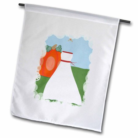 3dRose Princess Wedding Dress and Pumpkin Carriage - Garden Flag, 12 by 18-inch