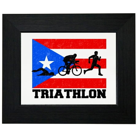 Puerto Rico Olympic - Triathlon - Flag Framed Print Poster Wall or Desk Mount Options