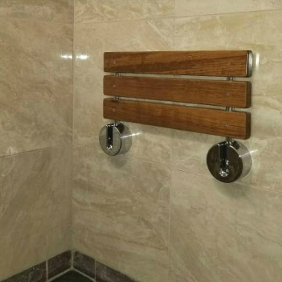 20" Solid Teak Wood Folding Shower Bench Wall Mounted Home Bath Stools