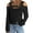 Black, variant on LEAVINGSUO Winter Clothes Woman Women's Cusal Round Neck Leaky Shoulder Long Sleeve Lightweight Sweatshirts Solid Color Hedging Tops