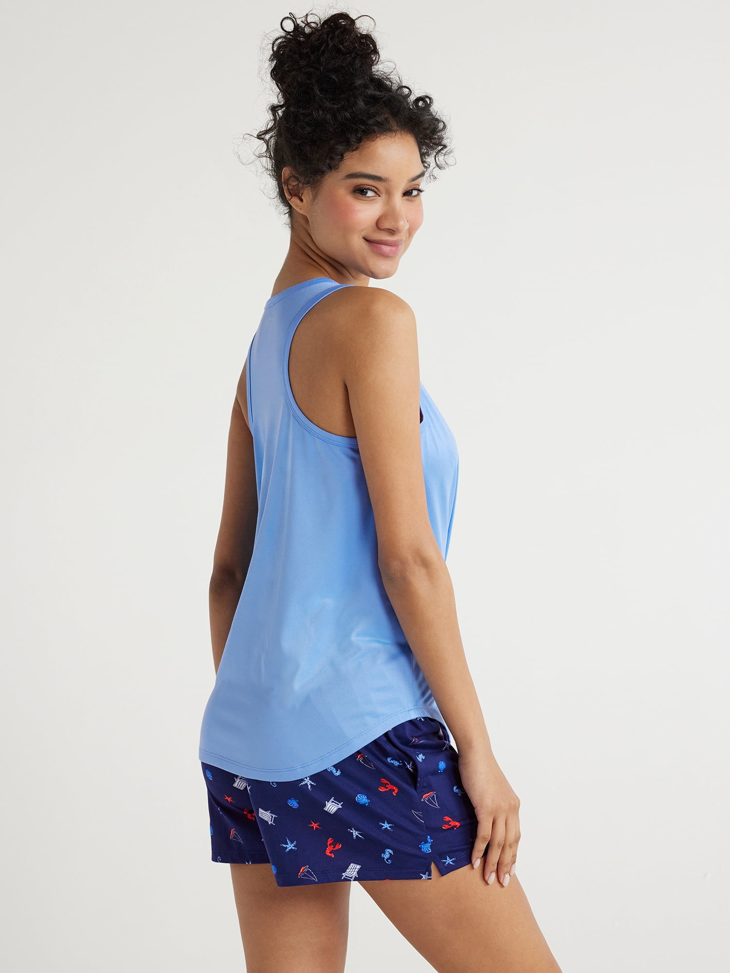 Joyspun Women's Print Tank Top and Shorts Pajama Set, 2-Piece, Sizes S to 3X