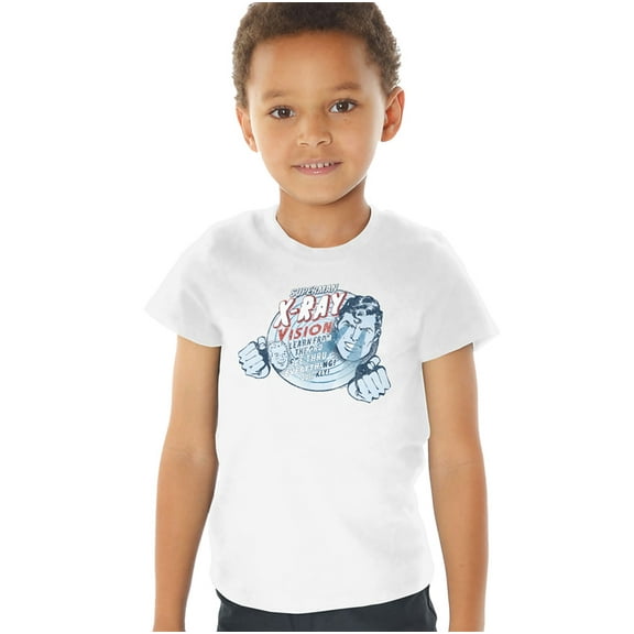 Superman Vintage X-Ray Vision Kids T Shirt (3) for Toddler Boys and Girls, White