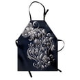 thumbnail image 1 of Zodiac Apron Swirling Victorian Inspired Royal Symbol Flowers for Aquarius Icon Retro Art Image, Unisex Kitchen Bib Apron with Adjustable Neck for Cooking Baking Gardening, Blue Silver, by Ambesonne, 1 of 3