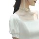 thumbnail image 5 of Vestido elegante para quinceañeras para fiesta de boda, vestidos de dama de honor de satén de manga corta con perlas, cuello cuadrado Simple, personalizados, 5 of 5