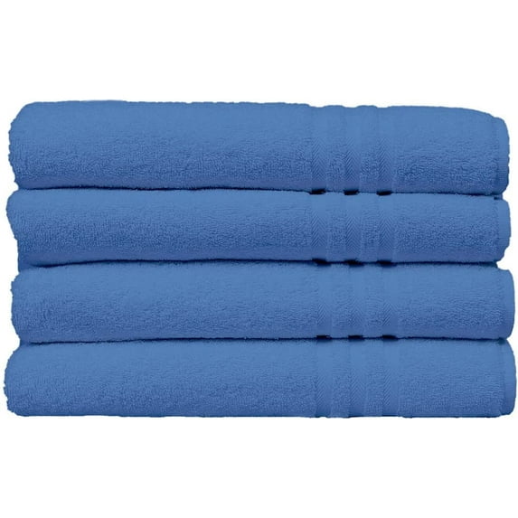 Springfield Linen Premium Hotel & Spa Bath Towels Cotton, 27" x 54",Set of 4 (Blue)