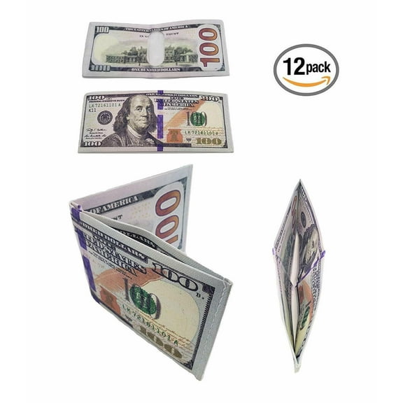12 Money Wallets, $100 Dollar Bill Wallets (12 Pack) 7.5" One Hundred Bill