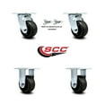 thumbnail image 2 of 4 Inch Rubber on Steel Caster Set with Ball Bearings 2 Swivel Lock 2 Rigid SCC, 2 of 2