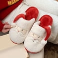 thumbnail image 2 of Christmas Slippers for Men Cute Cartoon Design Fuzzy Slippers Santa Reindeer Homewear Indoor Warm Winter Shoes Christmas Gifts #09 Red & Size 9.5, 2 of 9