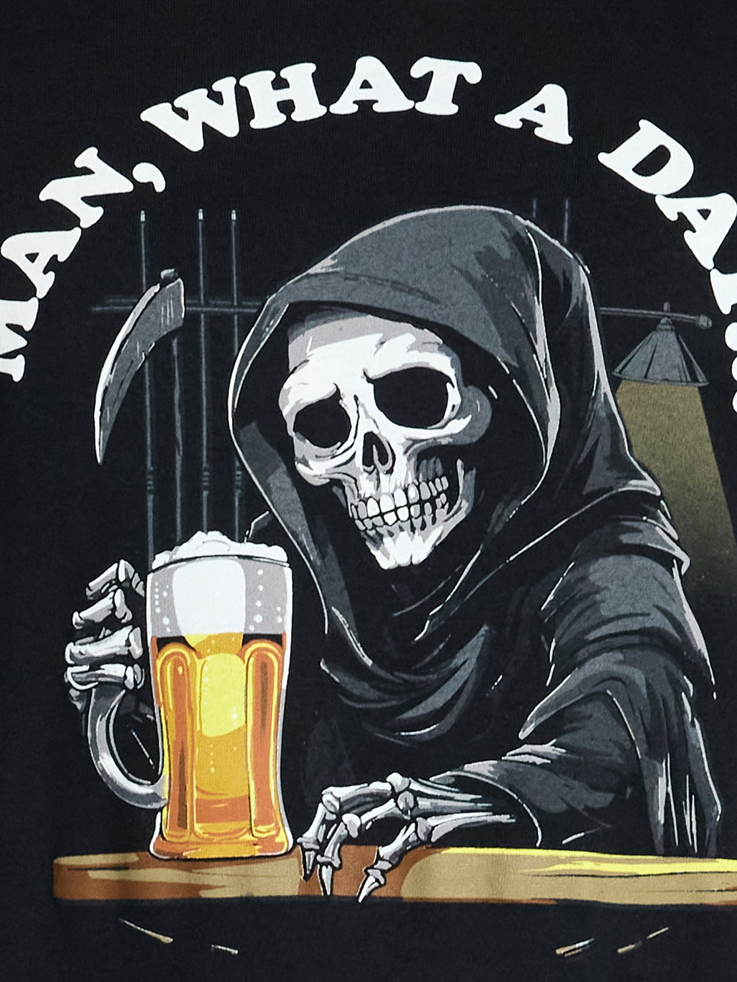 Humor Men's and Big Men's What a Day Grim Reaper Graphic Tee with Short Sleeves, Sizes S-3XL