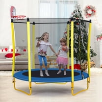 CASEMIOL Kids Indoor and Outdoor Heavy Duty Mini Trampoline with Enclosure Net, Yellow, 32 lbs