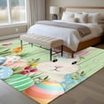 thumbnail image 4 of 5'x7' Area Rugs for Living Room Bedroom, Easter Bunny Washable Rug Carpet Runner Indoor Outdoor, Farmhouse Colorful Eggs Tulip Wood Grain Green Non Slip Floor Mats Area Rug for Kitchen, Nursery, 4 of 8