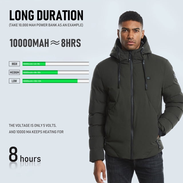Abrigo calefactable para hombre Chaquetas cálidas eléctricas USB Sudadera con capucha gruesa de invierno
