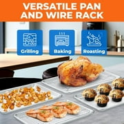 2-Piece Baking Set – 10.5 x 15 Aluminum Pan with Stainless Steel Cooling Rack, Oven Safe up to 500°F, Includes Recipe Booklet