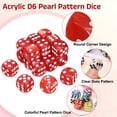 thumbnail image 3 of 20Pack 6 Sided Colored Standard Dice, Acrylic D6 Mini Polyhedral Pearl Pattern Game Dice Set for Table Games or Math Learning, Red/White Point, 3 of 6