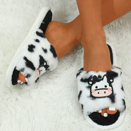 

Cathalem Fuzzy Slippers for Women Size 11 Cute And Fashion Cartoon Pattern Autumn And Winter Non Womens Fuzzy Slipper Socks Goats White 7