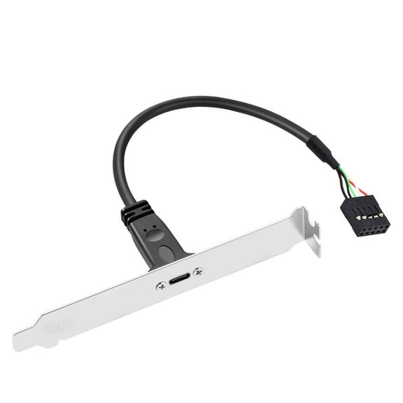 FVH Single Port USB 3.1 Type C USB-C Female to USB 2.0 Motherboard 9pin 10pin Header Cable 20cm with Bracket