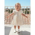 thumbnail image 6 of BemeyourBBs Toddler Baby Girl Summer Smocked Dress Little Girls Princess Birthday Baptism Wedding Party Dress Solid Color Short Puff Sleeve Square Neck A-line Dresses, 6 of 9