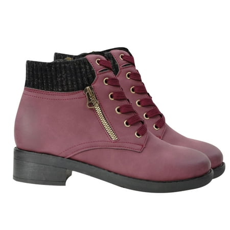 

Gift for Womens Juebong Women s Shoes Fashion Minimalistic Solid Color Zipper Low Tube Wool Stitching Lace-up Thick Heel Short Boots