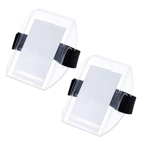 Falleo Clearance 2Pcs Arm Badge Holders Armband ID Card Badge Holders with Hook and Loop Fastener Clear Name Tag Holders