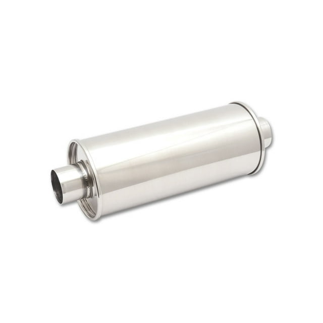 Vibrant Performance Exhaust Muffler 1124 StreetPower; 6 Inch Diameter Stainless Steel Case; Single 3-1/2 Inch Center Inlet; Single 3-1/2 Inch Center Outlet; 16 Inch Body/20 Inch Overall Length