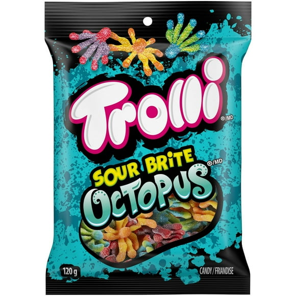 Trolli Sour Brite Octopus Gummy Candy, Net weight: 120g