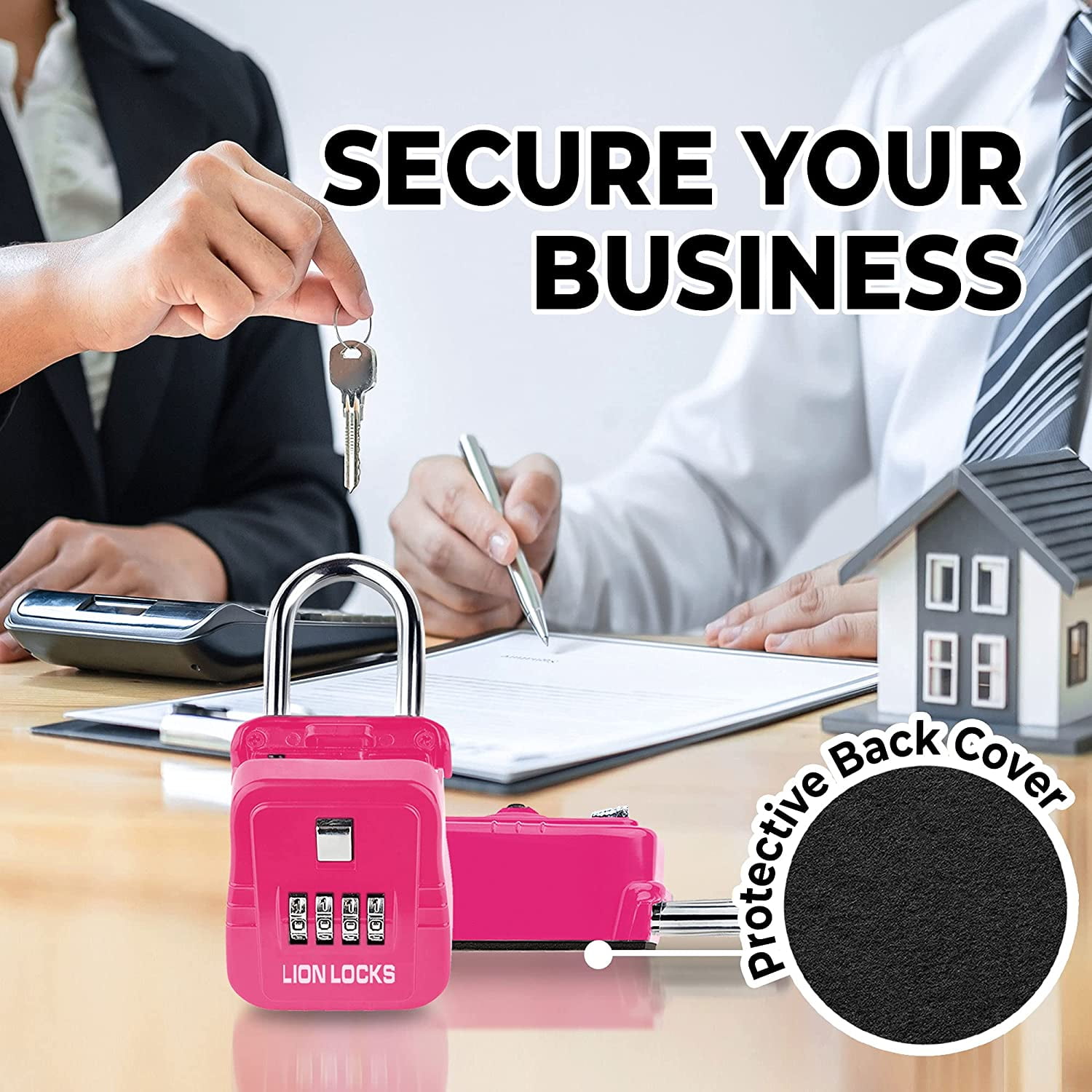 Lion Locks 1500 Key Storage Realtor Lock Box with Set-Your-Own Combination, (6 Pack , Pink)