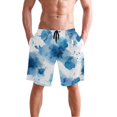 thumbnail image 2 of Men's Beach Shorts Quick Dry Shorts for Summer Pool and Casual Wear Blue Ink Pattern, 2 of 7