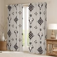 thumbnail image 2 of jejeloiu Bohemian Bull Skull Black Out Curtains,Vintage Aztec Geometric Curtains Pack of 2 (42x63 Each),Brown Black Bedroom Curtains For Men Women,Ultra Soft Home Decor, 2 of 6